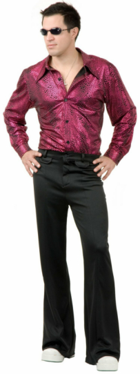 Disco Shirt - Liquid Red & Black Adult Costume - Click Image to Close