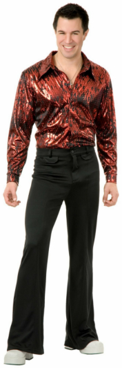 Disco Shirt - Flame Hologram Adult Costume - Click Image to Close