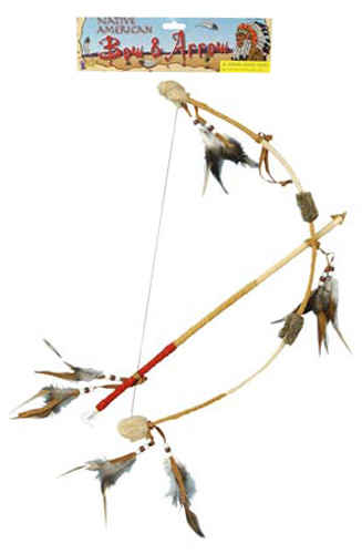 Feathered Indian Bow and Arrow Set - Click Image to Close