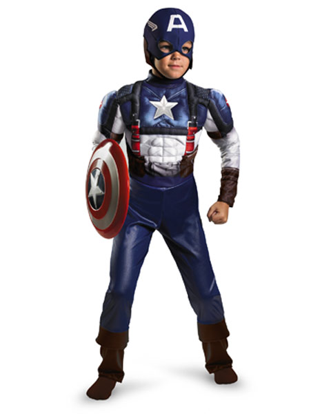 Toddler Classic Muscle Captain America Movie Costume - Click Image to Close