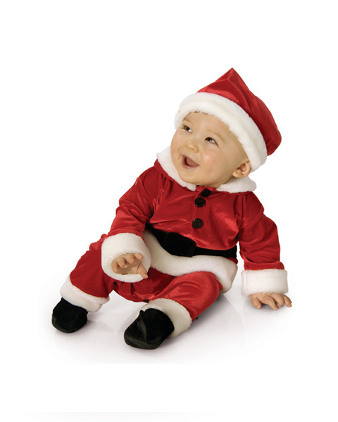 Newborn Infant Santa Jumpsuit in Velvet - Click Image to Close