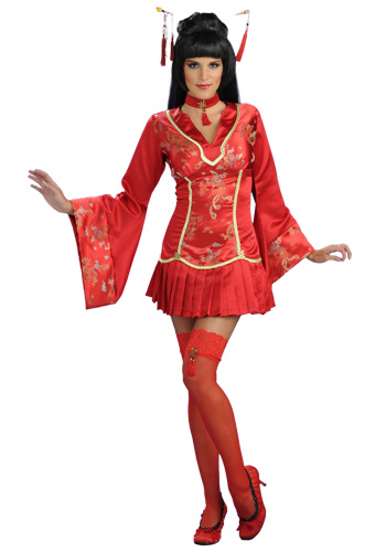 Sexy Red Ginger Geisha Costume