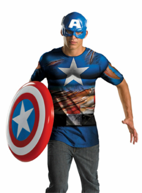 Captain America Mask and T-Shirt Costume Set - Tween - Click Image to Close