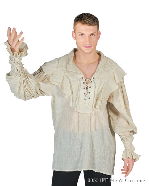 Mens Ecru Pirate Shirt - Click Image to Close