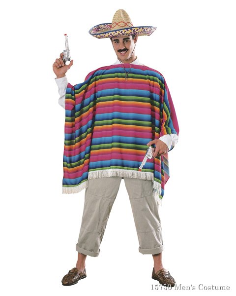 Mexican Serape And Sombrero Mens Costume - Click Image to Close