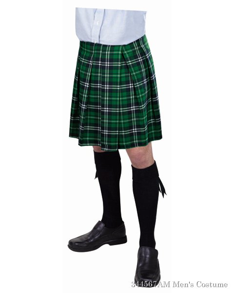 Adult Green Plaid Kilt - Click Image to Close