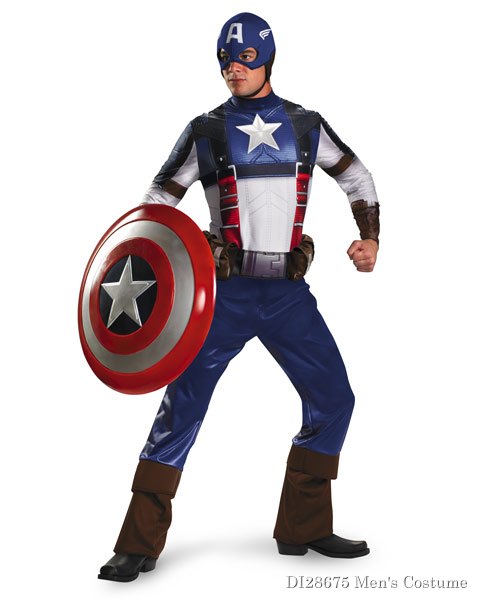 Deluxe Captain America Movie Mens Costume - Click Image to Close