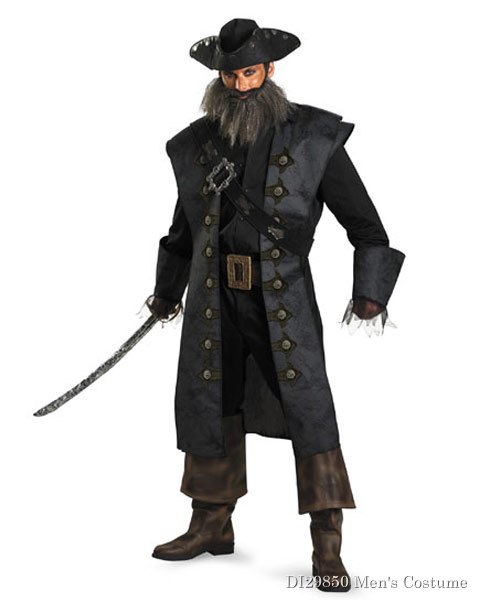 Deluxe Pirates Of The Caribbean Black Beard Mens Costume