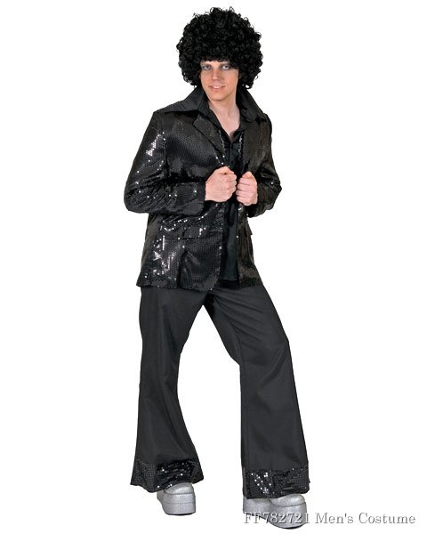 Mens Black Sequin Disco Jacket - Click Image to Close