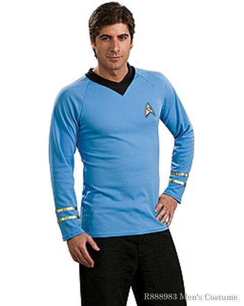 Star Trek Classic Adult Deluxe Blue Shirt - Click Image to Close