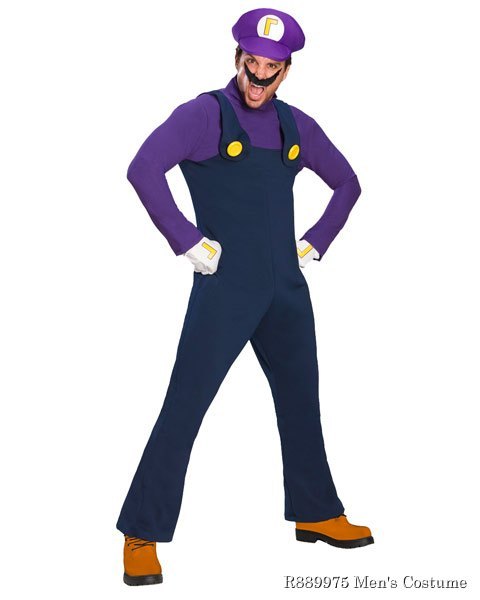 Deluxe Super Mario Waluigi Mens Costume - Click Image to Close