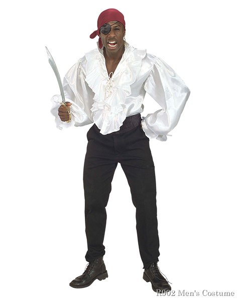 Adult Pirate Shirt In Satin - Click Image to Close