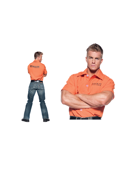Orange Prisoner Shirt Adult Costume - Click Image to Close