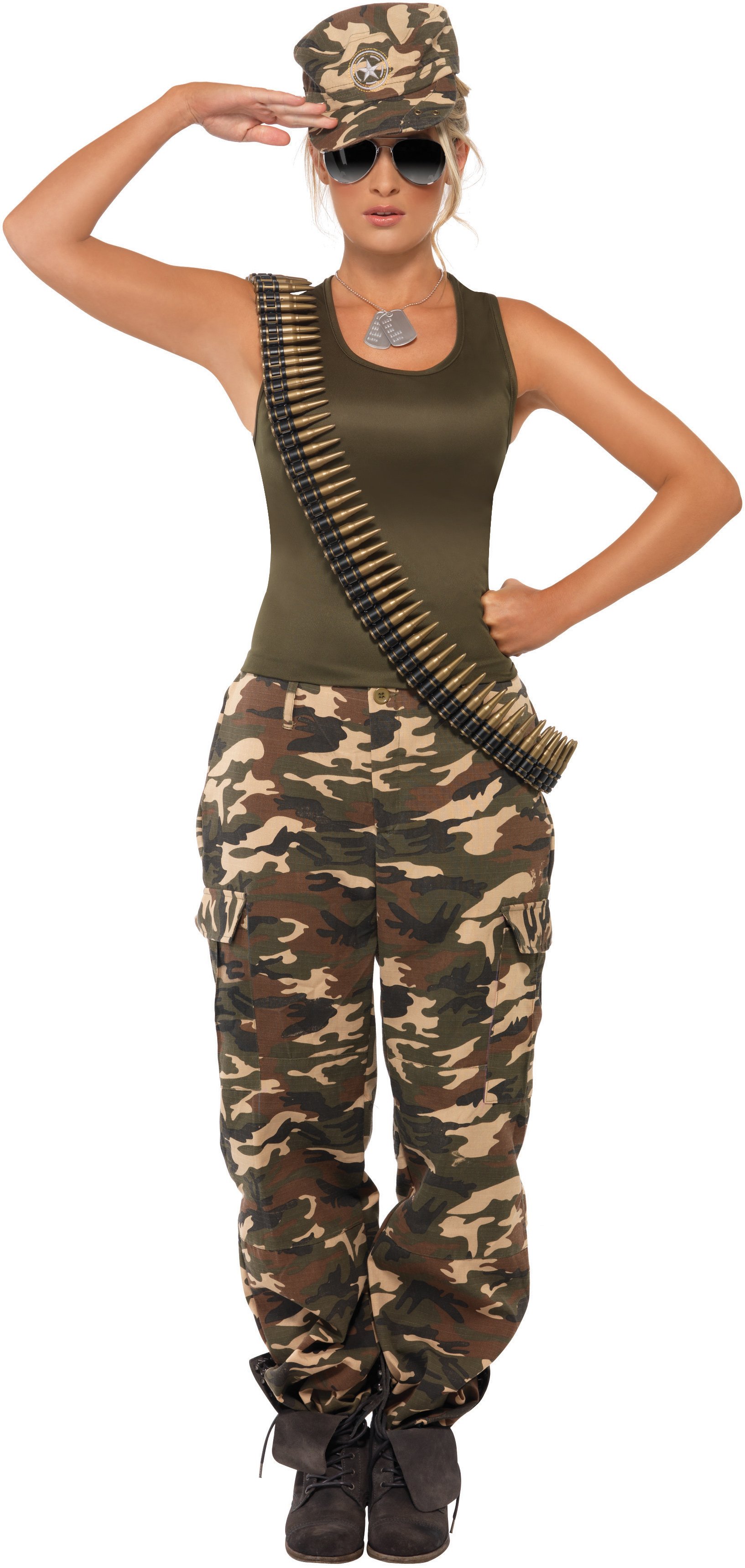 Khaki Camo Lady Adult Costume - Click Image to Close