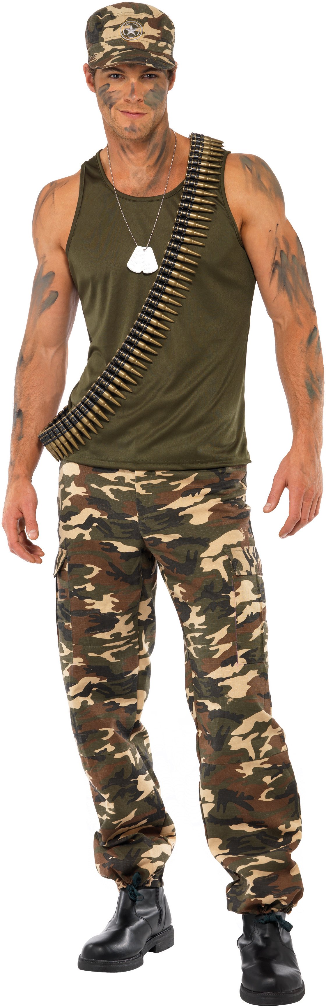 Khaki Camo Guy Adult Costume - Click Image to Close