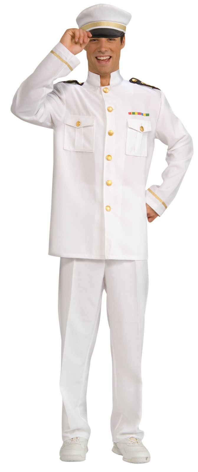 Navy Officer White Adult Jacket - Click Image to Close