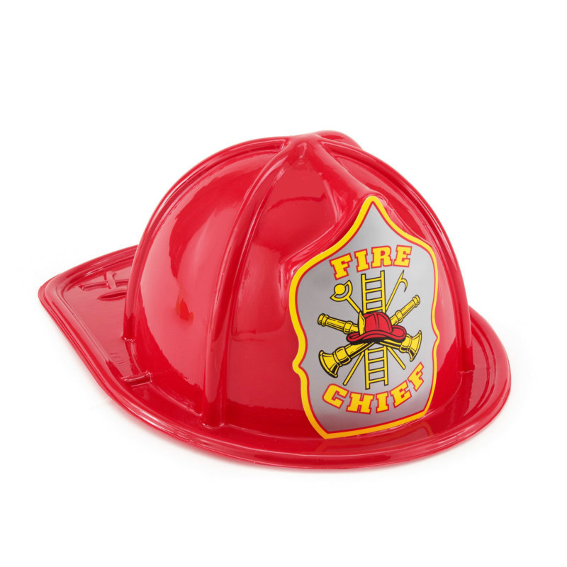 Child Size Red Plastic Fire Chief Hat - Click Image to Close