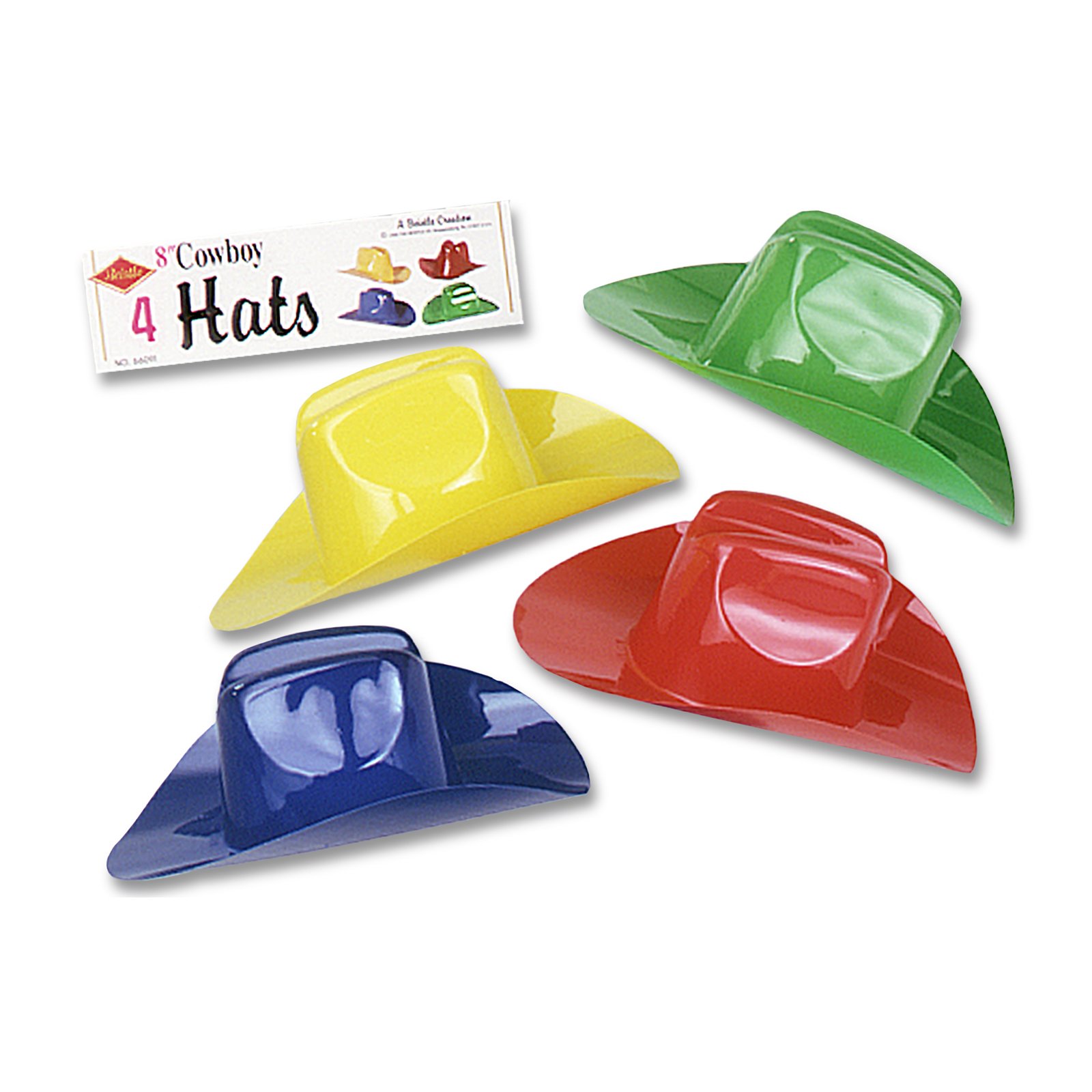 Mini Plastic Cowboy Hats (4 count) - Click Image to Close