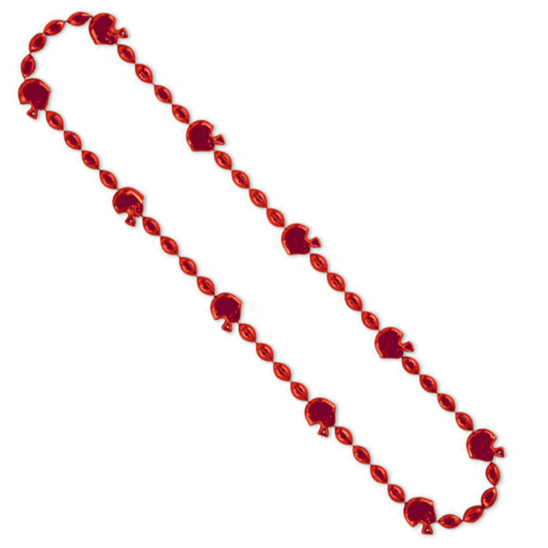 Red Football Beads 36"