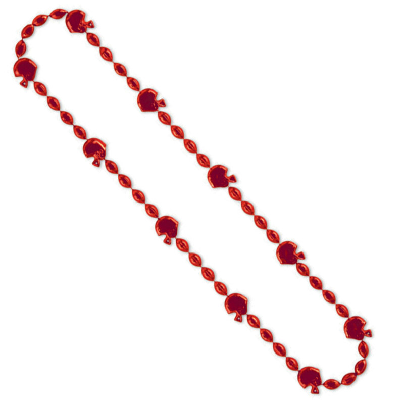 Red Football Beads 36" - Click Image to Close