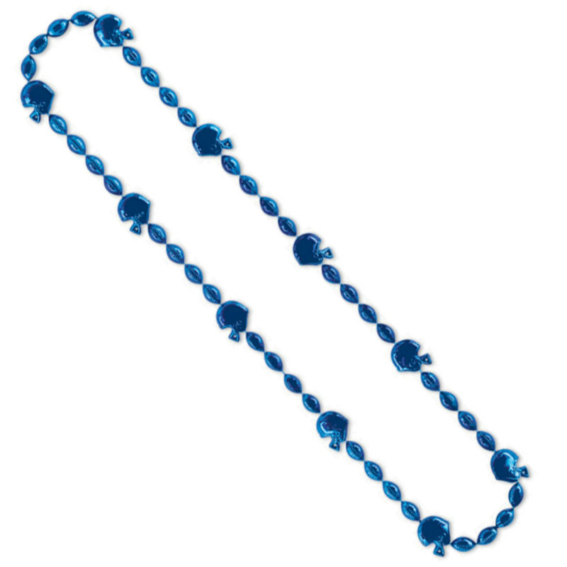 Blue Football Beads 36"