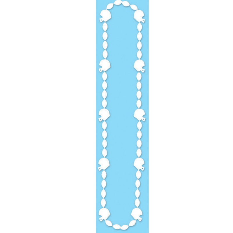 White Football Beads 36" - Click Image to Close
