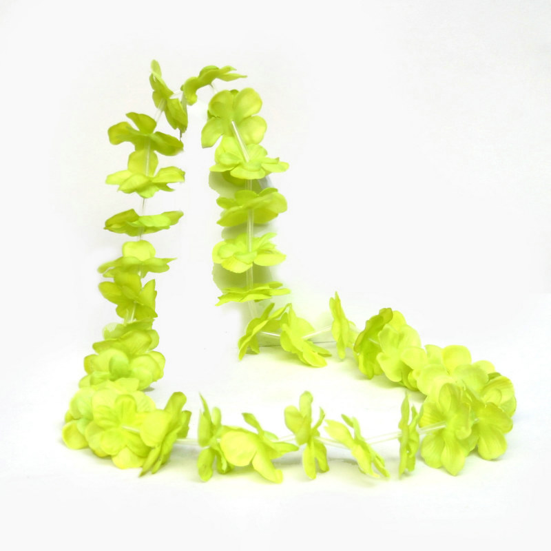 Lime Green Flower Lei - Click Image to Close