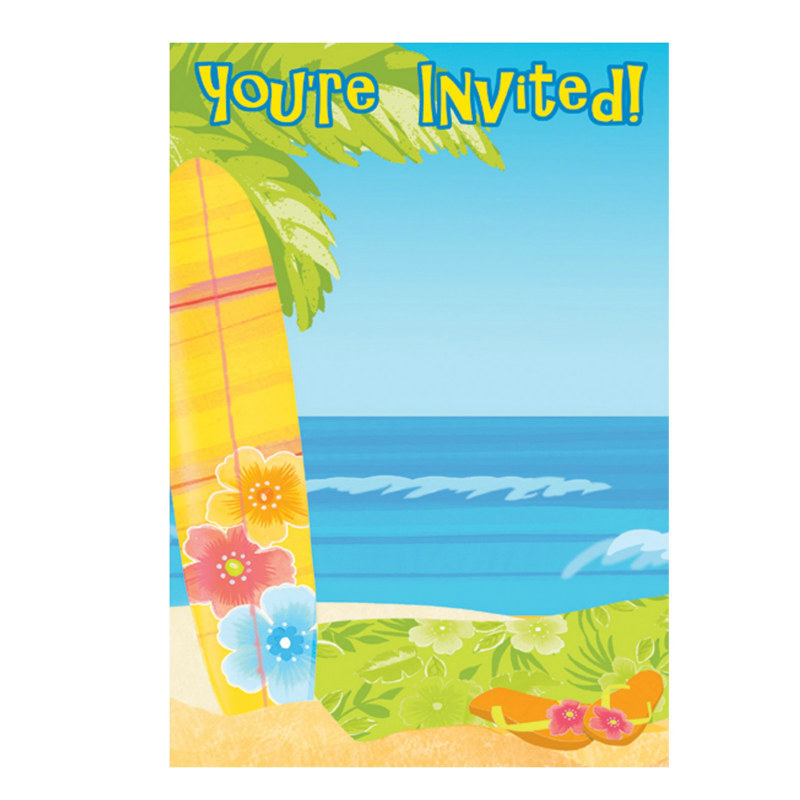 Surf's Up Imprintable Postcard Invitations (8 count) - Click Image to Close