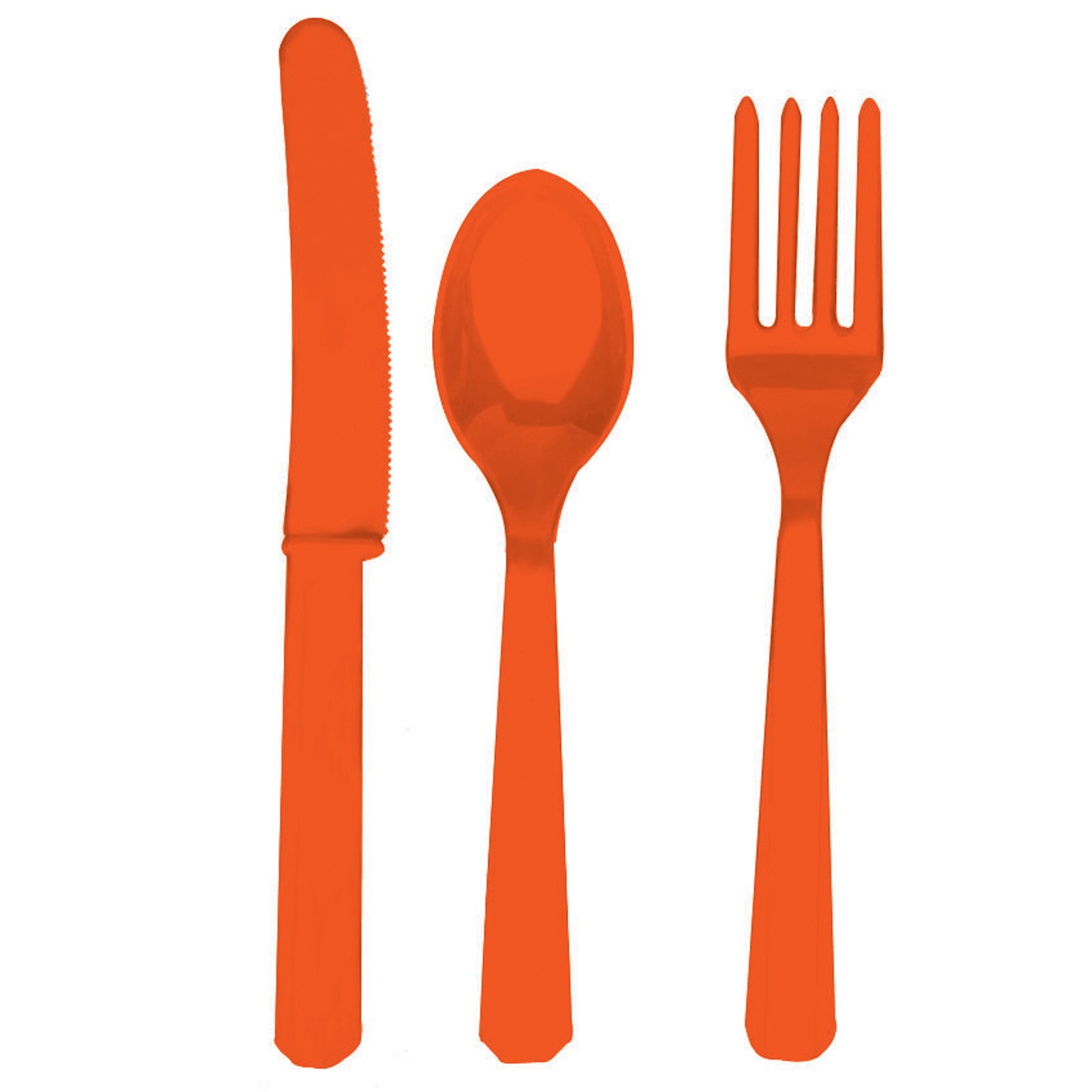 Orange Forks, Knives & Spoons (8 each) - Click Image to Close