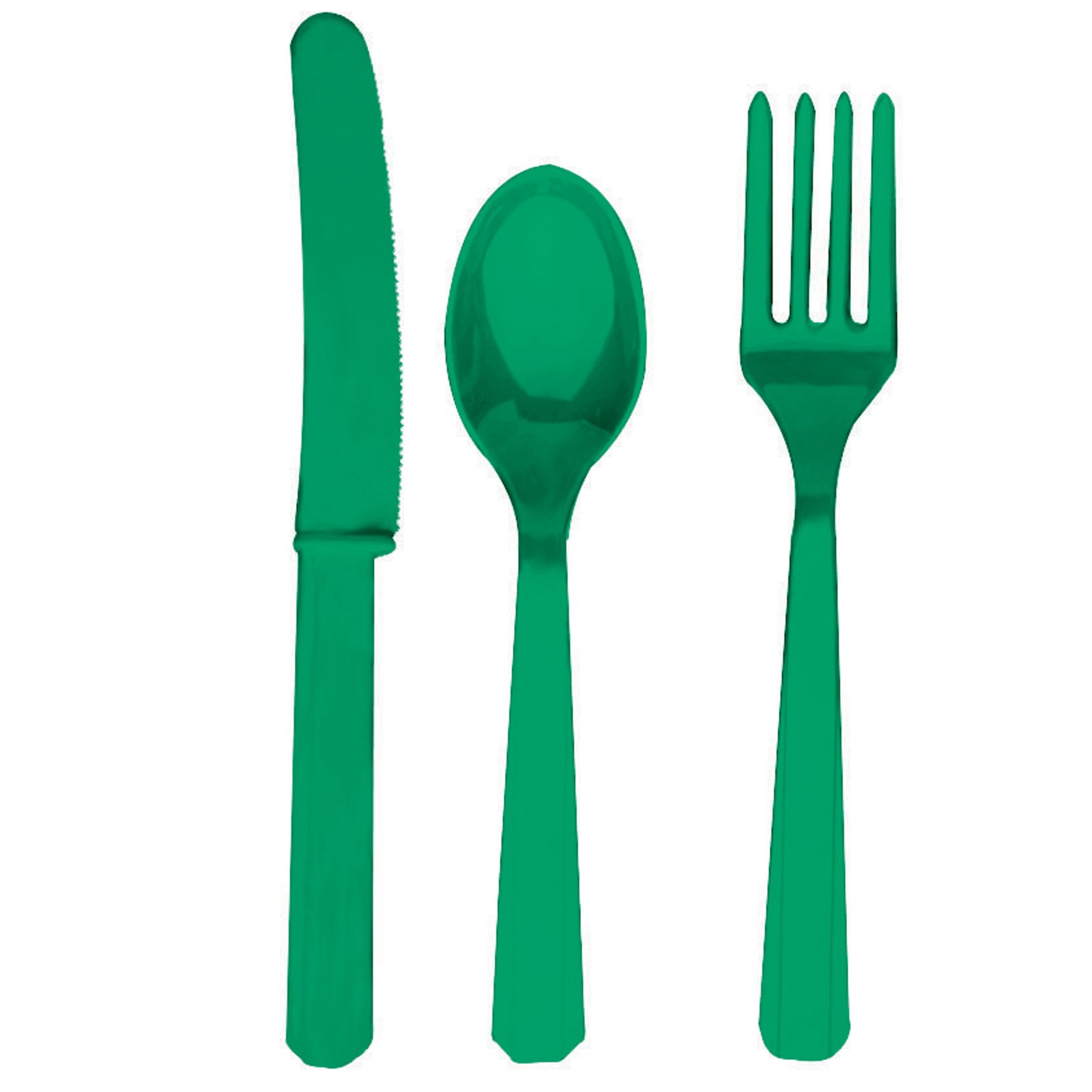 Festive Green Forks, Knives & Spoons (8 each) - Click Image to Close