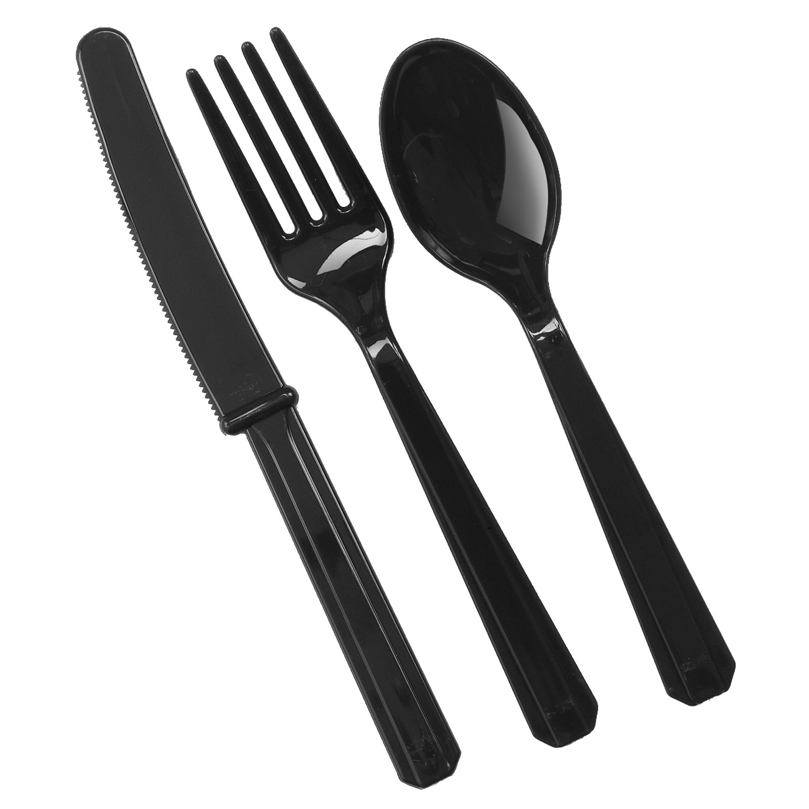 Jet Black Forks, Knives & Spoons (8 each) - Click Image to Close