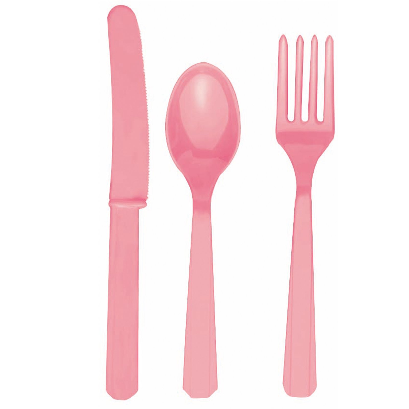 Pretty Pink Forks, Knives & Spoons (8 each) - Click Image to Close