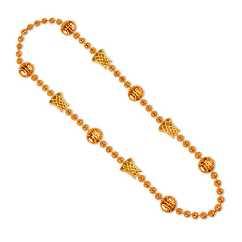 36" Basketball Beads (Orange) - Click Image to Close