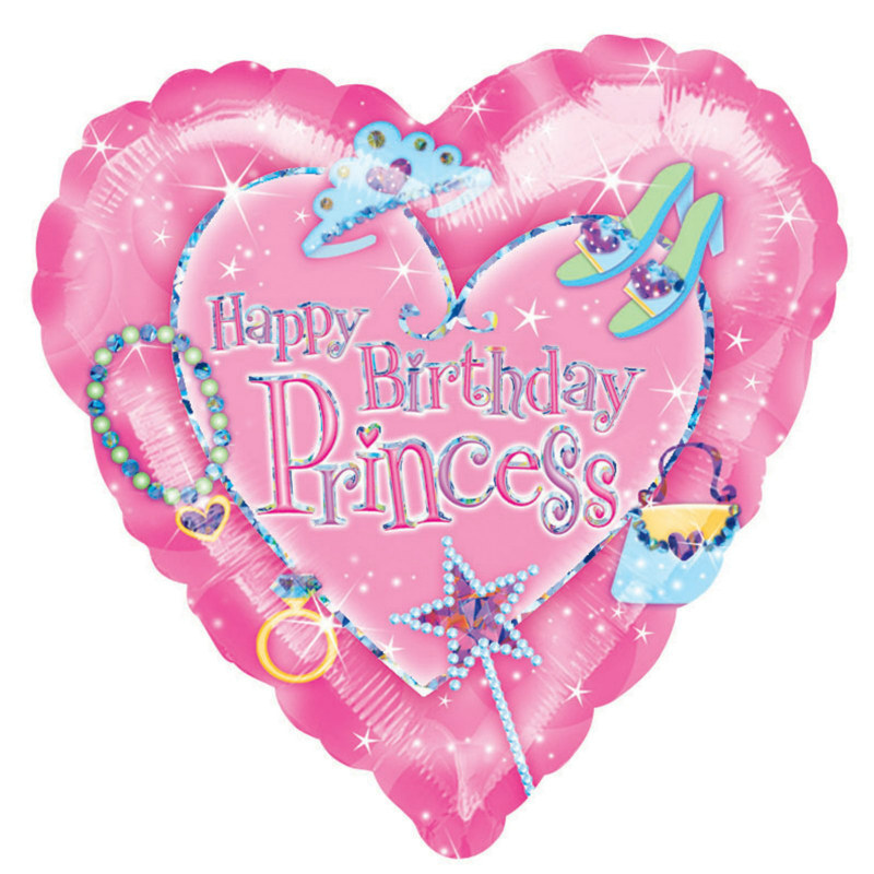 18" Princess Heart-Shaped Foil Balloon - Click Image to Close