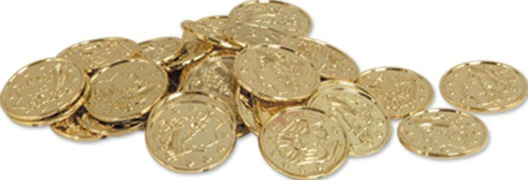 Plastic Gold Coins (100 count) - Click Image to Close