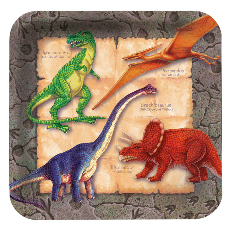 Diggin' For Dinos Square Dinner Plates (8 count)