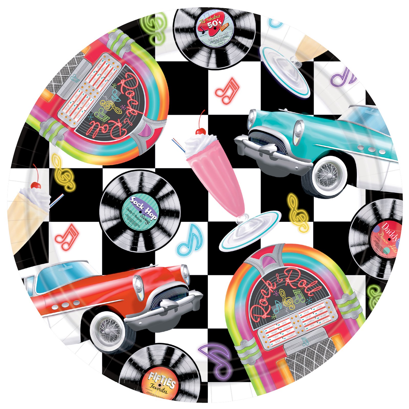 Sock Hop Dinner Plates (8 count) - Click Image to Close