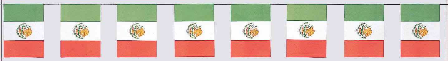 8' Mexican Flag Paper Banner - Click Image to Close