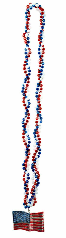 Braided Beads with Flag Medallion - Click Image to Close