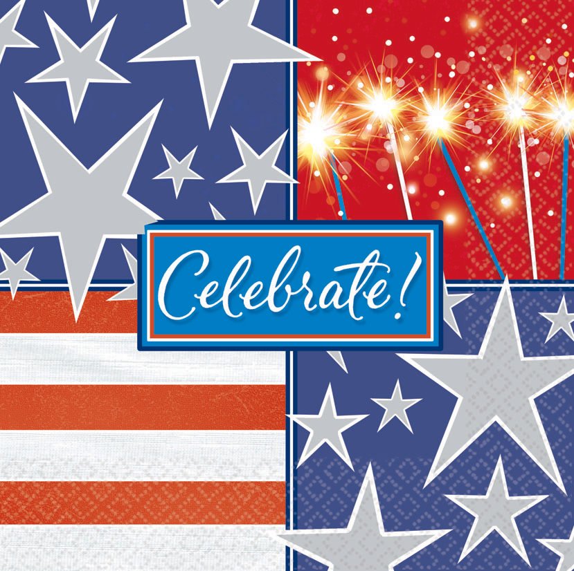 Celebrate Patriotic Lunch Napkins (16 count) - Click Image to Close