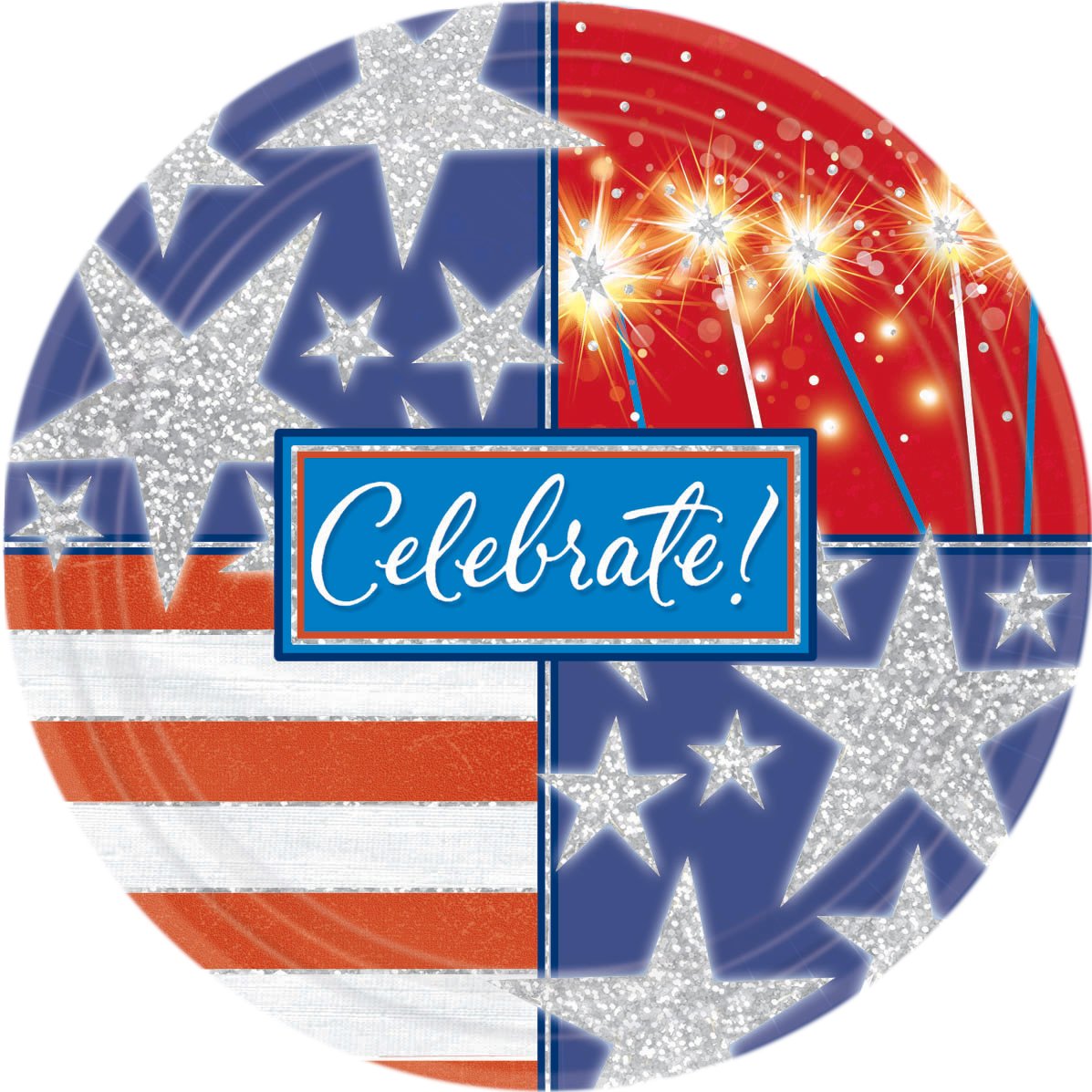 Celebrate Patriotic Prismatic Dessert Plates (8 count) - Click Image to Close