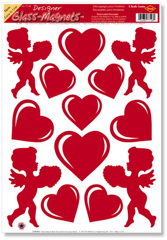 Heart and Cupid Clings (1 sheet)