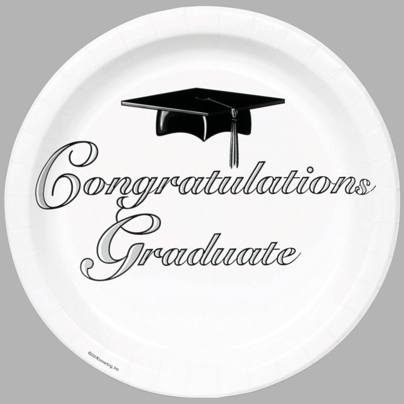 Congratulations Graduate White Dinner Plates (25 count) - Click Image to Close