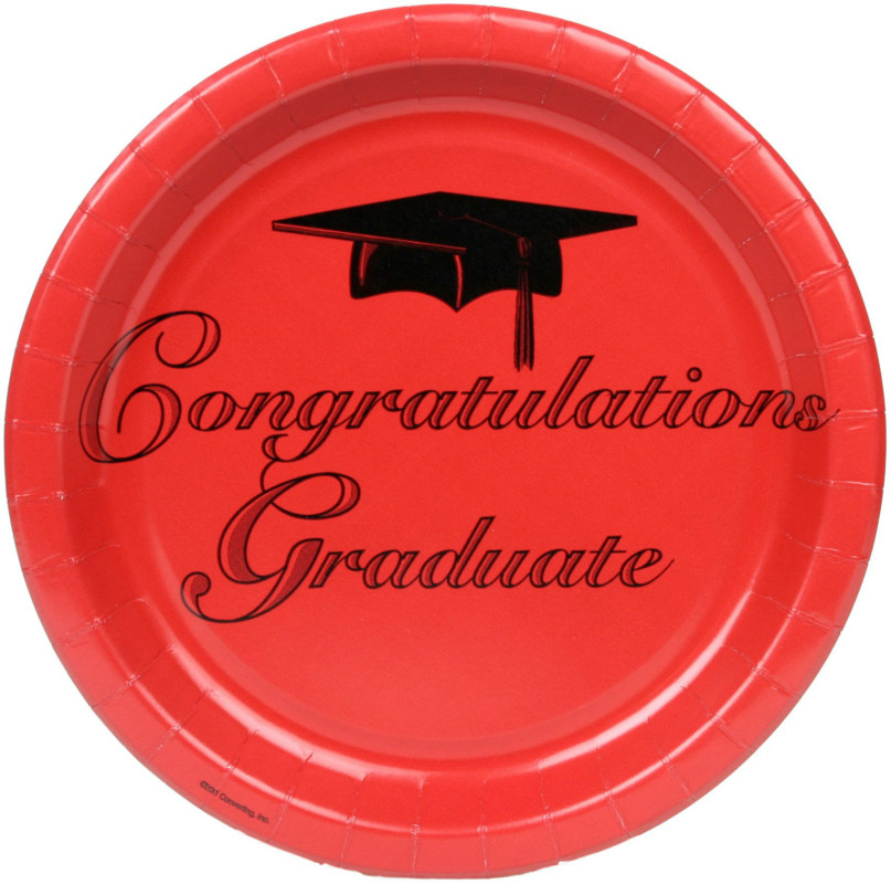 Congratulations Graduate Red Dinner Plates (25 count) - Click Image to Close