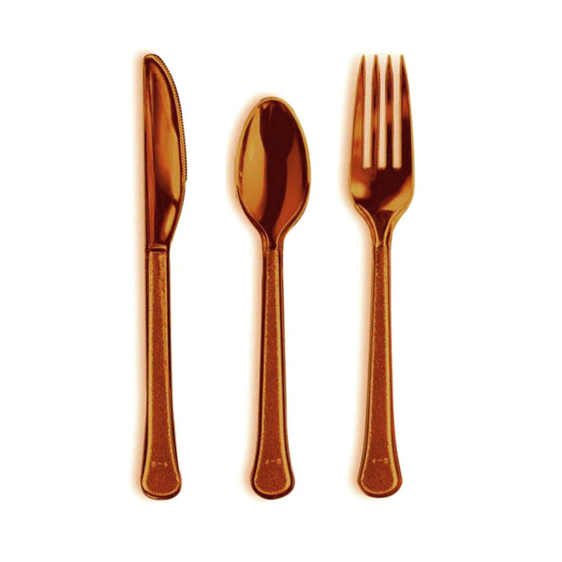Chocolate Brown Forks, Knives & Spoons (8 each) - Click Image to Close