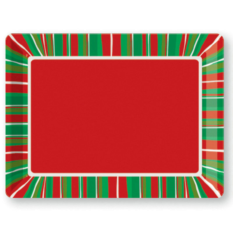 Christmas Stripes 14" Molded Tray - Click Image to Close