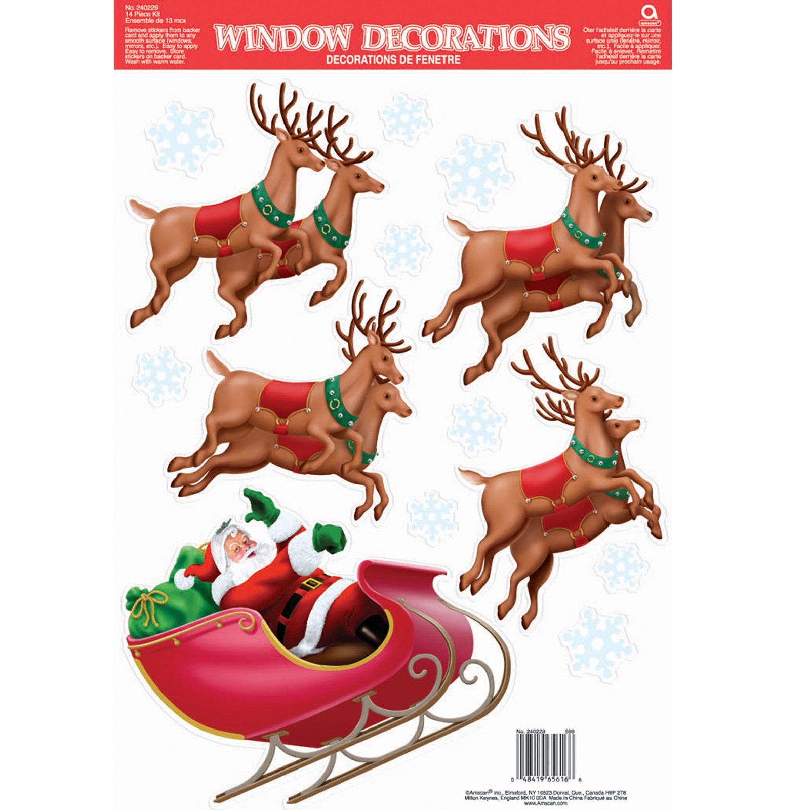 Santa's Sleigh Vinyl Window Decorations