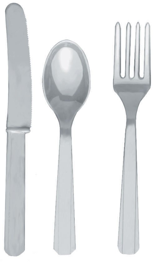 Silver Forks, Knives & Spoons (8 each) - Click Image to Close