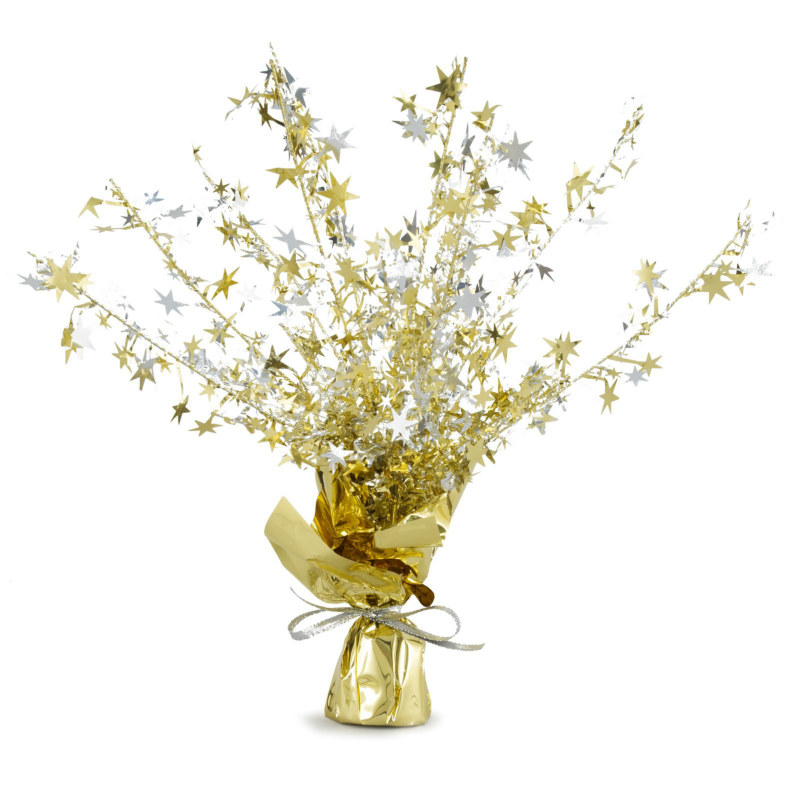 Gold and Silver Stars Foil Spray Centerpiece - Click Image to Close