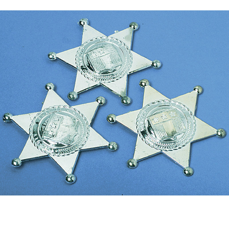 Silver Sheriff Badges (12 count) - Click Image to Close